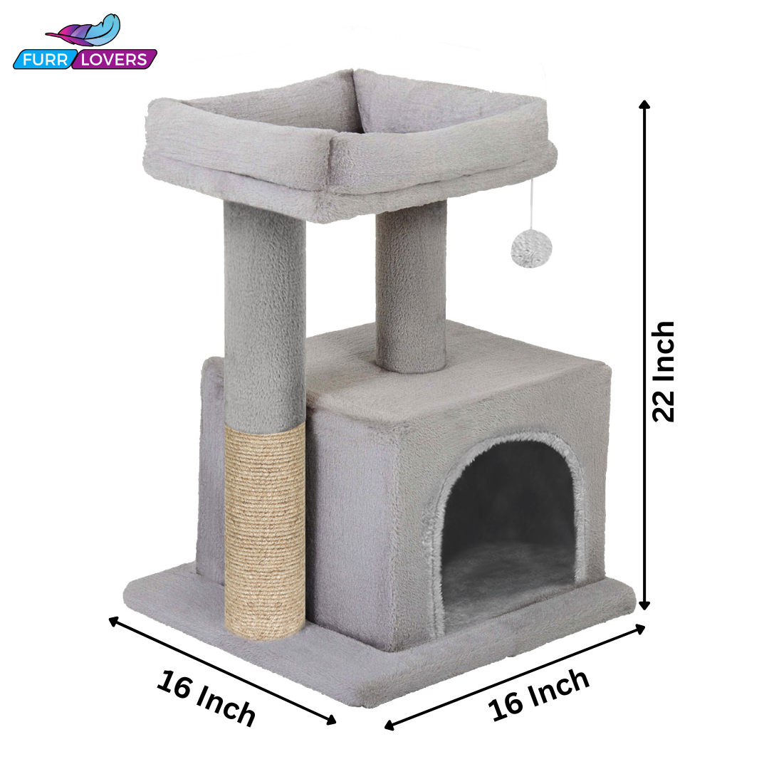 Condo Kitten Cat Tree - Plush Fur Fabric